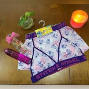 Stitch & Angel Pink & Purple Boyshorts and Bra set